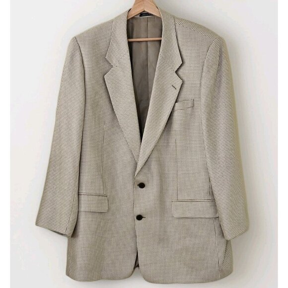 Holt Renfrew Blazer Men US 48 Cream Beige Silk Lined Union Made 2B Ventless FLAW - Picture 1 of 16